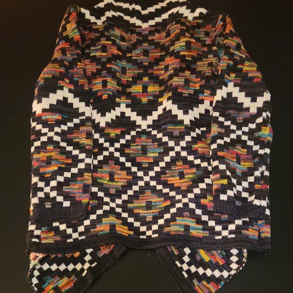 Intro Multicolor Southwestern Geometric Print Loose Women's Cardigan - Picture 7 of 11